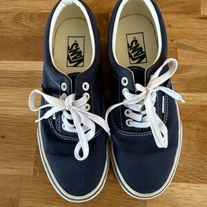 Vans Navy Canvas Low-Top Sneakers with White Laces